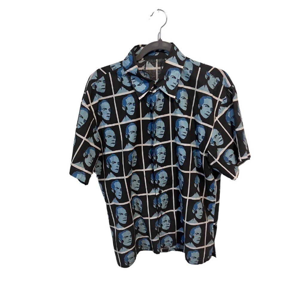Vintage | Blue Andy Warhol Short-Sleeve Button Up | Size L (approx)